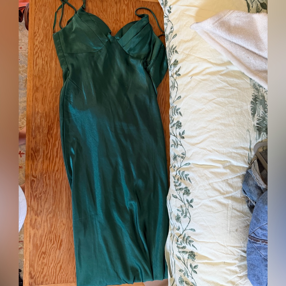 Hello Molly Deep Green Satin Maxi Dress